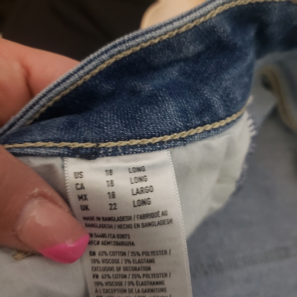 American Eagle Denim Medium Wash SKINNY Next Level Stretch Mid Rise Jeans 18 L - Picture 4 of 8